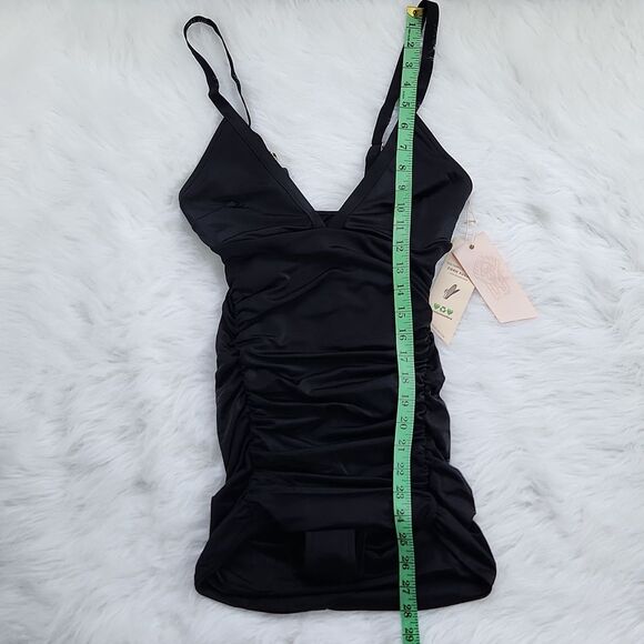 We Are HaH It Suits U Black Convertible One Piece 2in1 Ruched Dress Swimsuit XS - Picture 6 of 9